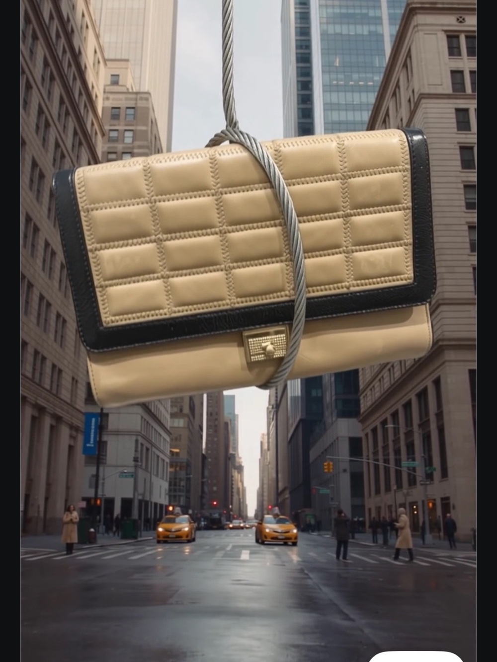 Jimmy Choo Beige and Black Quilted Shoulder Bag (Clutch) with Gold-Tone Hardware